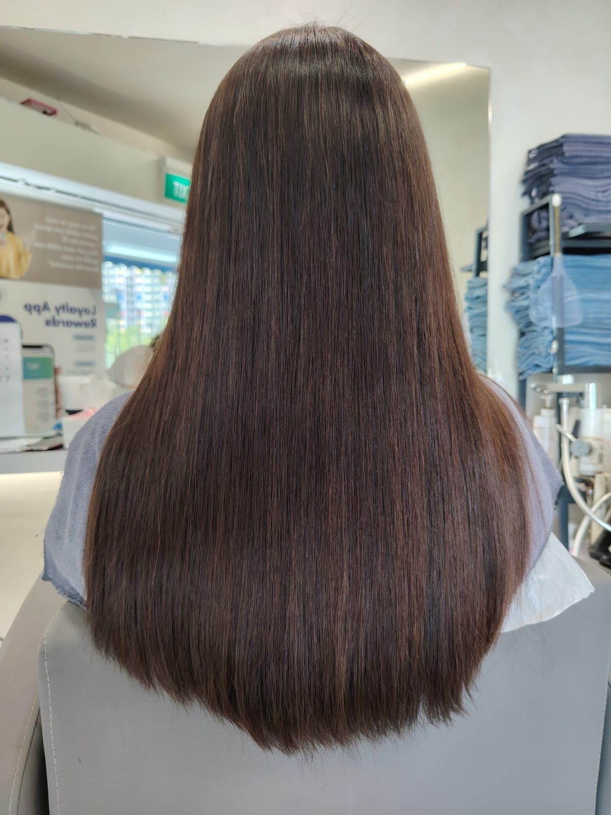 long straight hair rebonding result at Tampines hair salon Meow Tampines