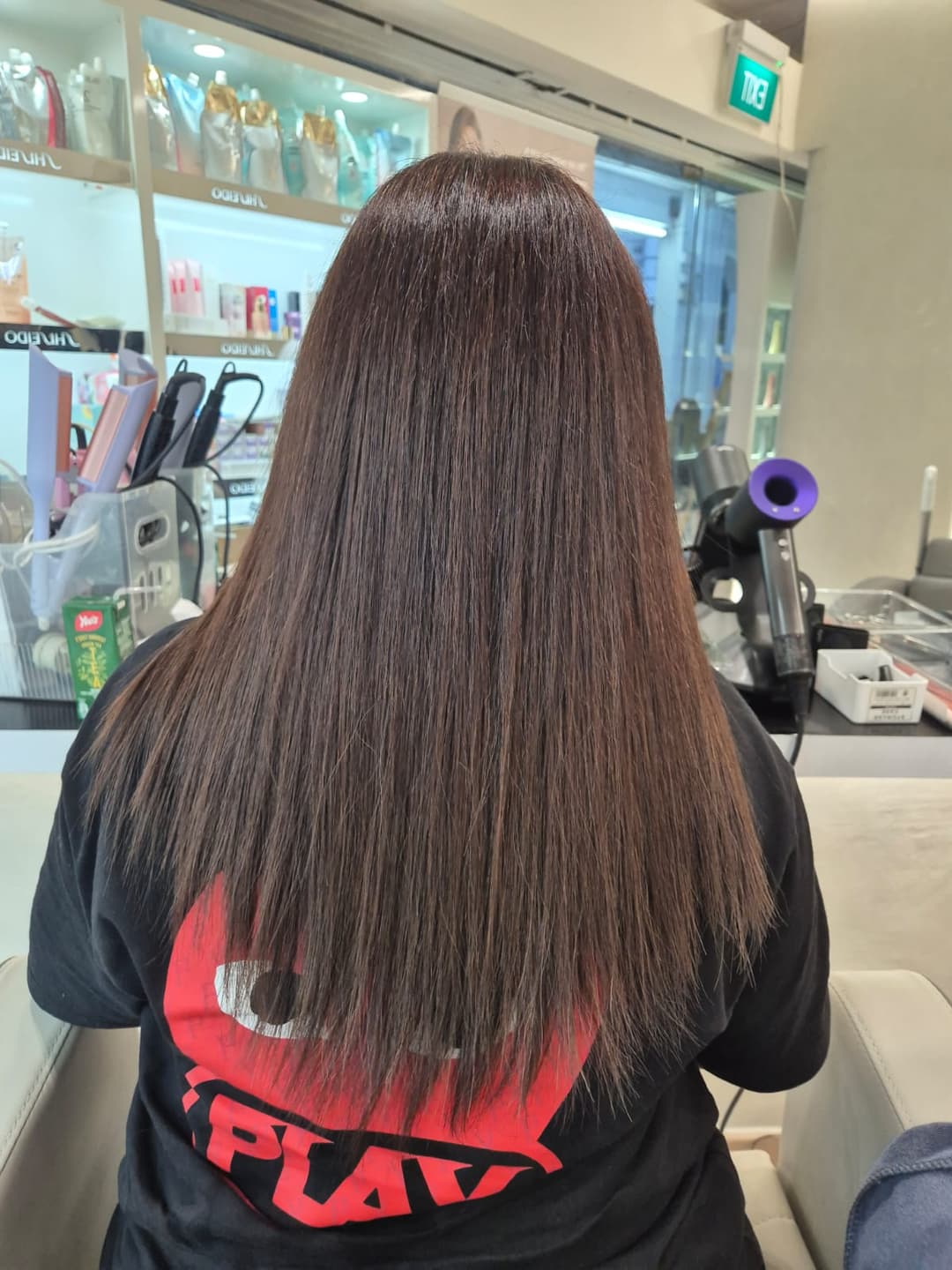 before and after hair treatment result at Meow Tampines